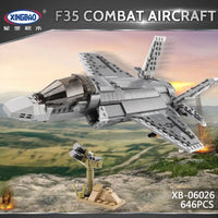 Thumbnail for Building Blocks Military MOC Stealth Fighter Jet F - 35 Aircraft Bricks Toys - 8