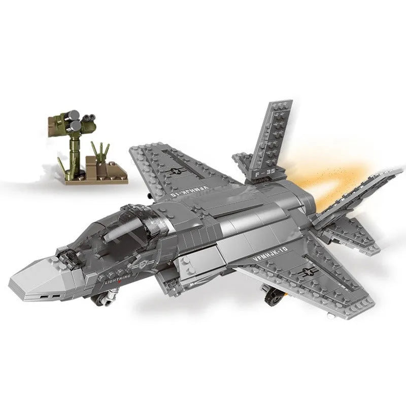 Building Blocks Military MOC Stealth Fighter Jet F - 35 Aircraft Bricks Toys - 1