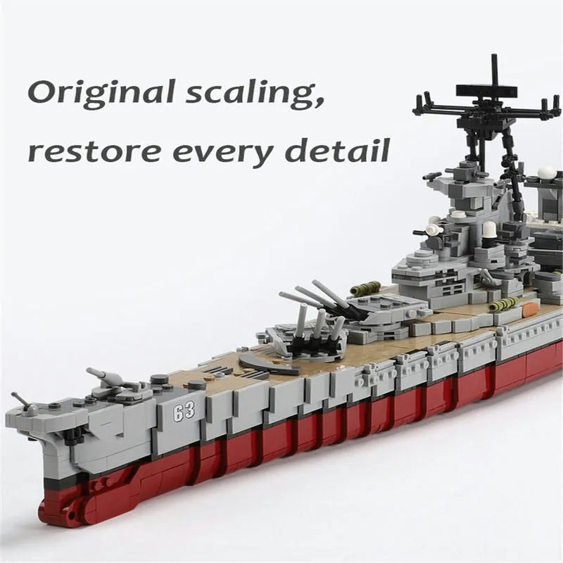 Building Blocks Military MOC USS Missouri Cruiser Warship Bricks Toy - 7