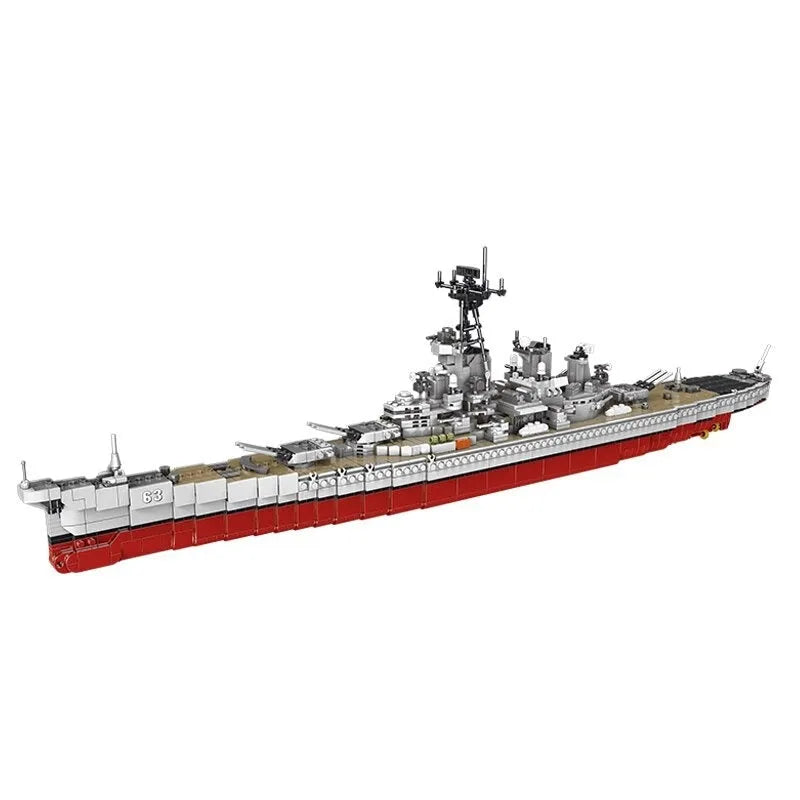 Building Blocks Military MOC USS Missouri Cruiser Warship Bricks Toy - 1