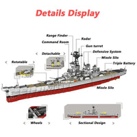 Thumbnail for Building Blocks Military MOC USS Missouri Cruiser Warship Bricks Toy - 2
