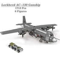 Thumbnail for Building Blocks Military MOC WW2 AC-130 Gunboat Aircraft Bricks Kids Toys - 3