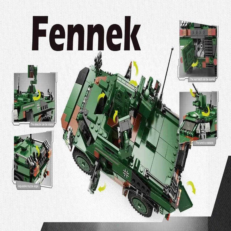 Building Blocks Military MOC WW2 German Fennek Armored Vehicle Bricks Toy - 3