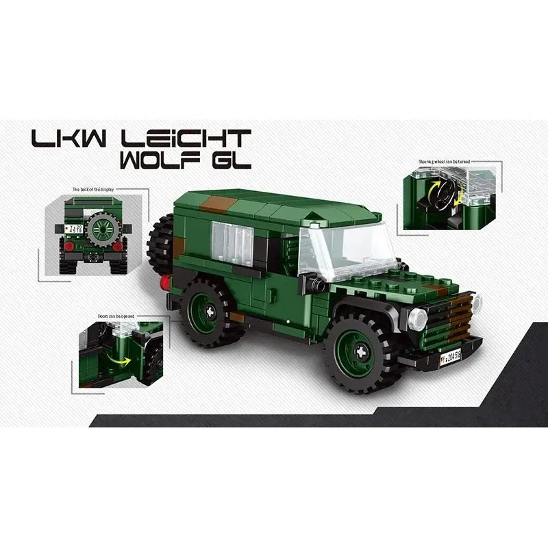Building Blocks Military MOC WW2 Lkw Leicht Wolf Gl Armored Car Bricks Toys Construction Set Toys - 4