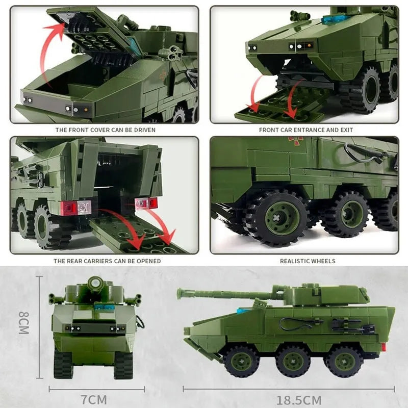 Building Blocks Military WW2 Armored Canon Vehicle Bricks Toy - 3