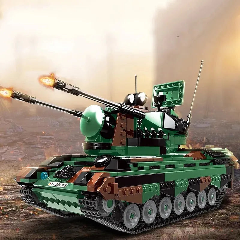 Building Blocks Military WW2 FlakPz Gepard Self Propelled Artillery Bricks Toy - 1