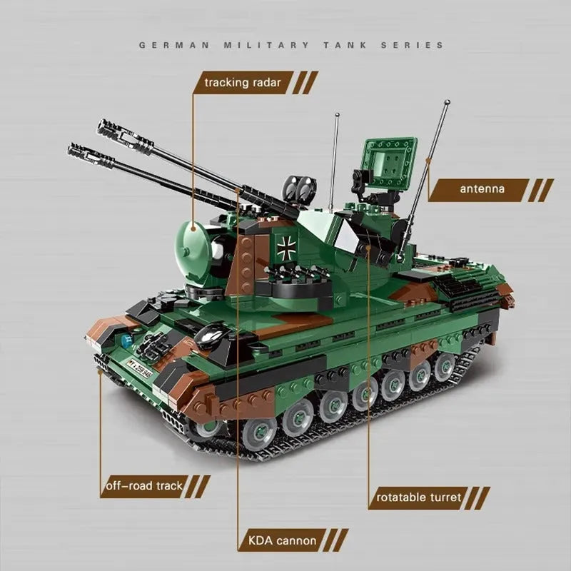 Building Blocks Military WW2 FlakPz Gepard Self Propelled Artillery Bricks Toy - 2