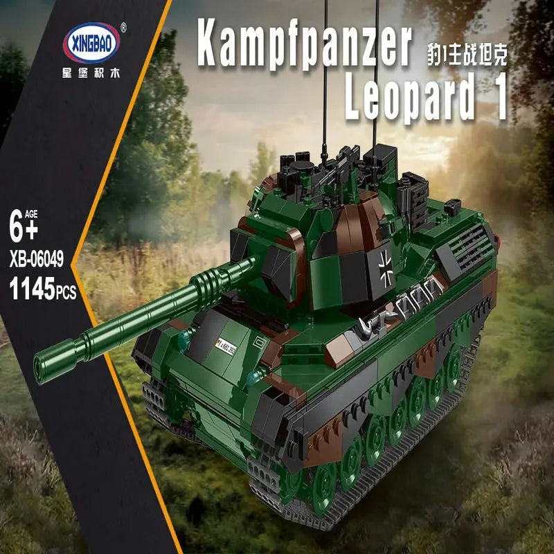 Building Blocks Military WW2 German Kampfpanzer Leopard 1 Battle Tank Bricks Toy - 2