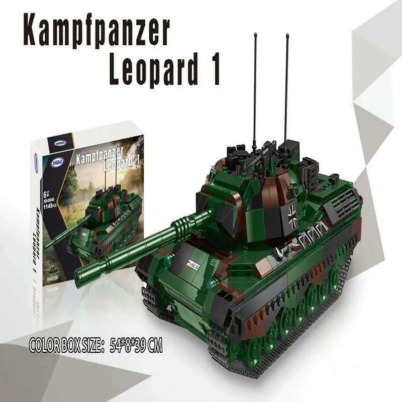 Building Blocks Military WW2 German Kampfpanzer Leopard 1 Battle Tank Bricks Toy - 3