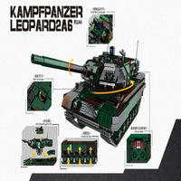 Thumbnail for Building Blocks Military WW2 German Kampfpanzer Leopard 2A6 Battle Tank Bricks Toy - 3
