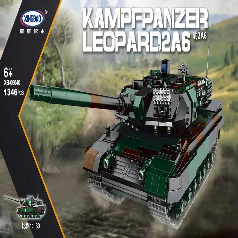 Building Blocks Military WW2 German Kampfpanzer Leopard 2A6 Battle Tank Bricks Toy - 4