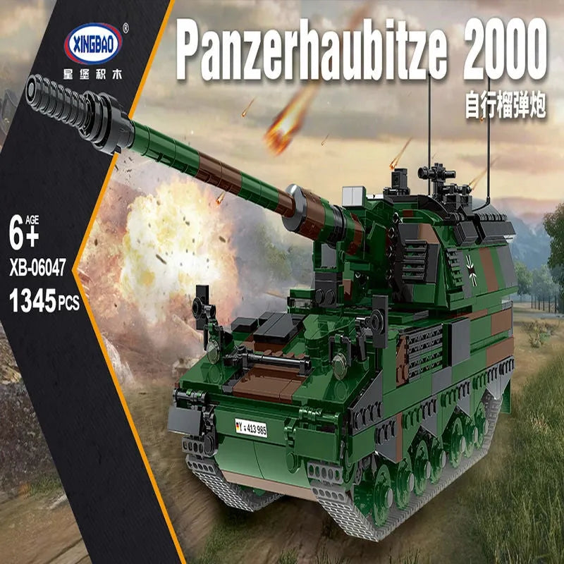 Building Blocks Military WW2 German PZH-2000 Heavy Battle Tank Bricks Toy Construction Set Toys - 3
