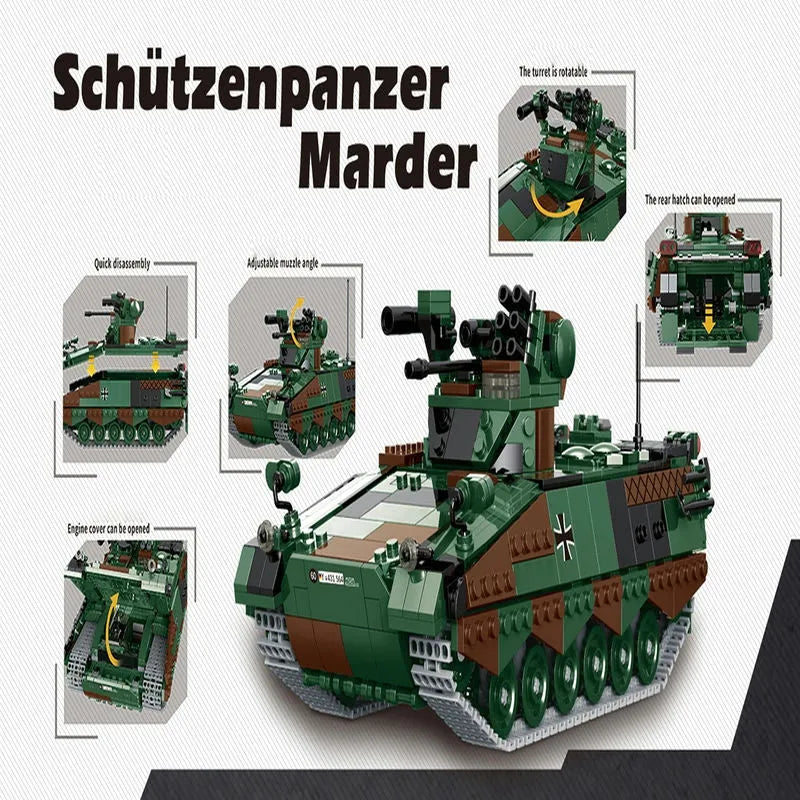 Building Blocks Military WW2 Schutzenpanzer Marder Infantry Vehicle Bricks Toy - 2