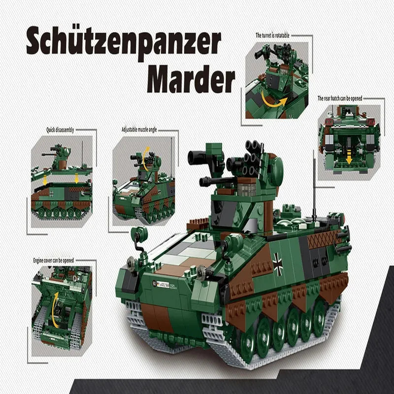 Building Blocks Military WW2 Schutzenpanzer Marder Infantry Vehicle Bricks Toy Construction Set Toys - 2