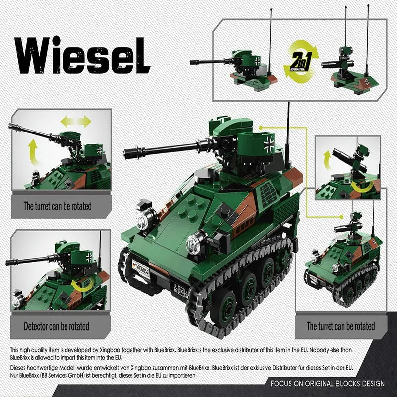 Building Blocks Military WW2 Wiesel Infantry Combat Armored Vehicle Bricks Toy - 3