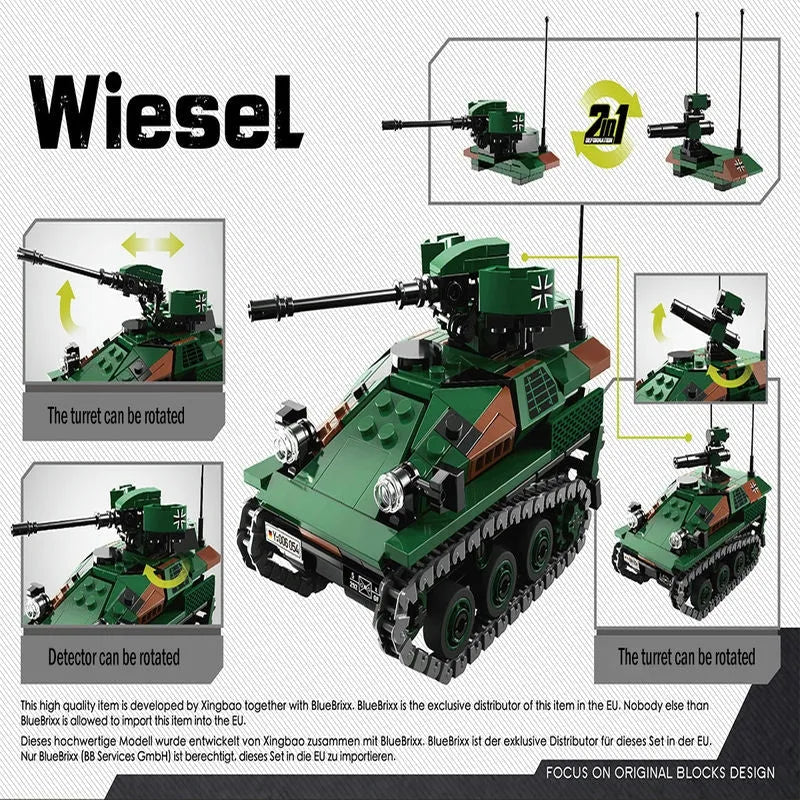 Building Blocks Military WW2 Wiesel Infantry Combat Armored Vehicle Bricks Toy Construction Set Toys - 3