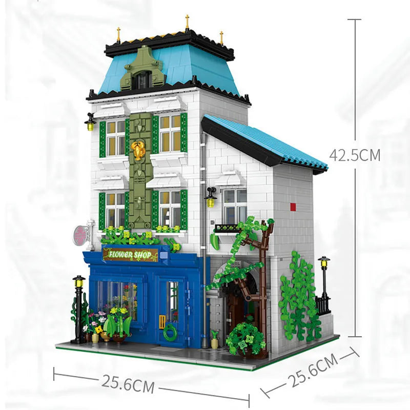 Building Blocks MOC City Experts Europa Flowers Shop Bricks Toys Construction Set Toys - 9