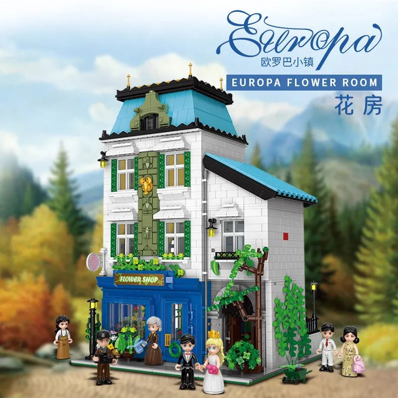 Building Blocks MOC City Experts Europa Flowers Shop Bricks Toys Construction Set Toys - 2