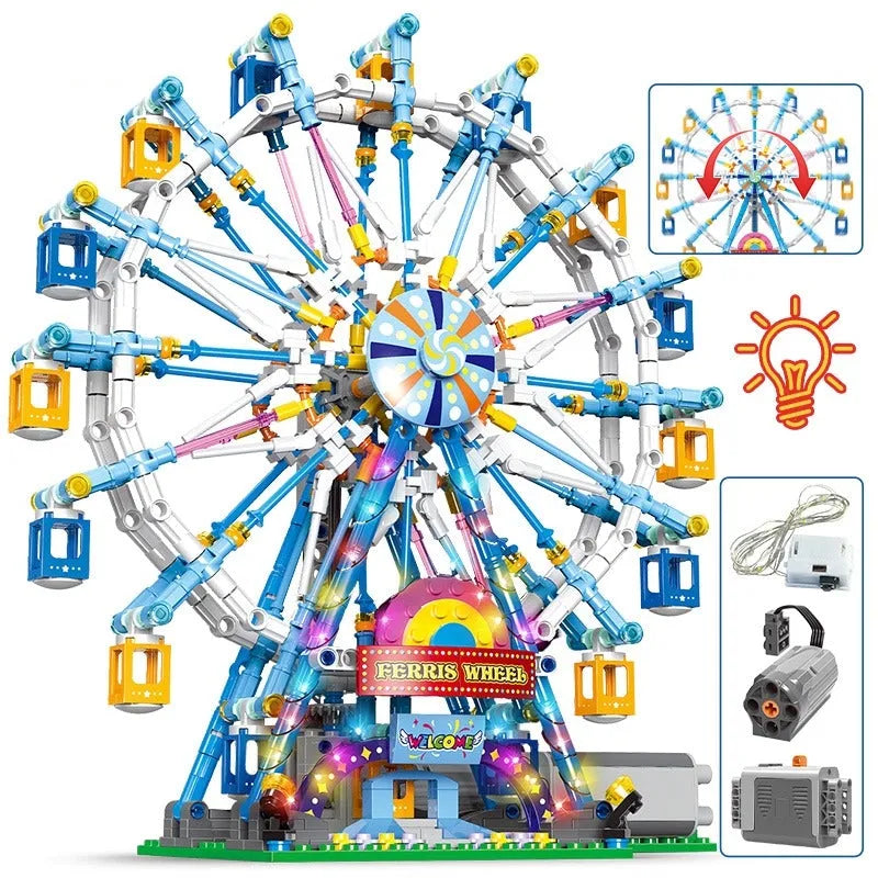 Building Blocks MOC Creator City Rotating Ferris Wheel Bricks Kids Toys - 1