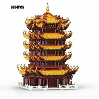 Thumbnail for Building Blocks MOC Creator Expert Yellow Crane Tower Bricks Toy - 2