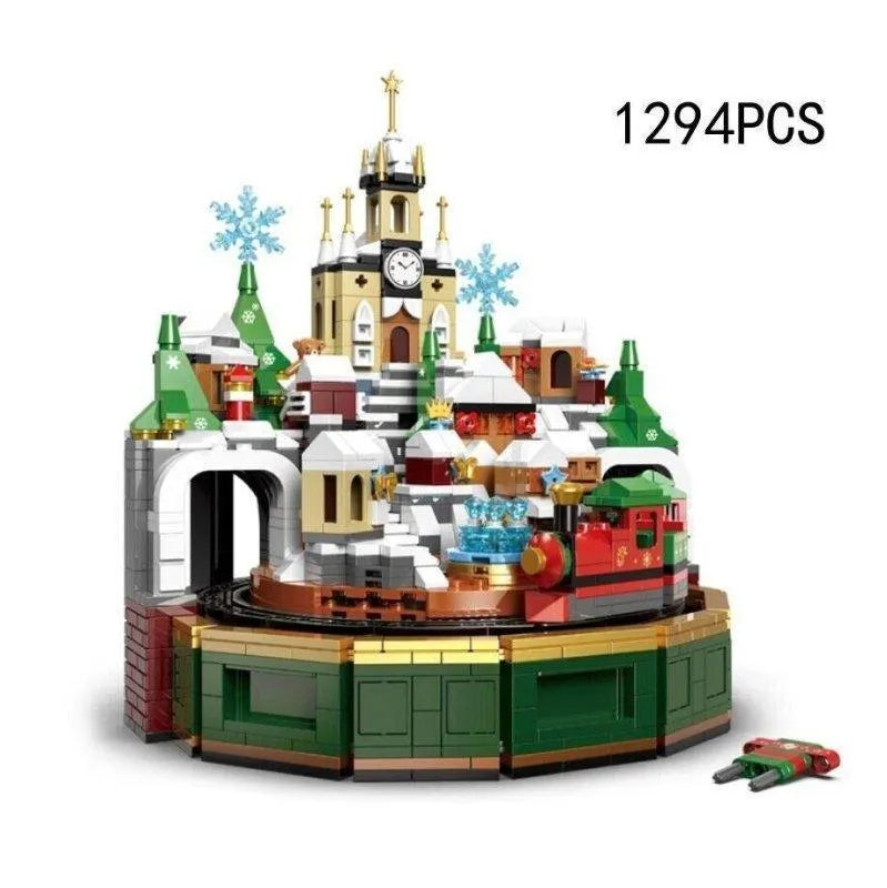 Building Blocks MOC Expert Snow Christmas Castle Music Box Bricks Toys Construction Set Toys - 3