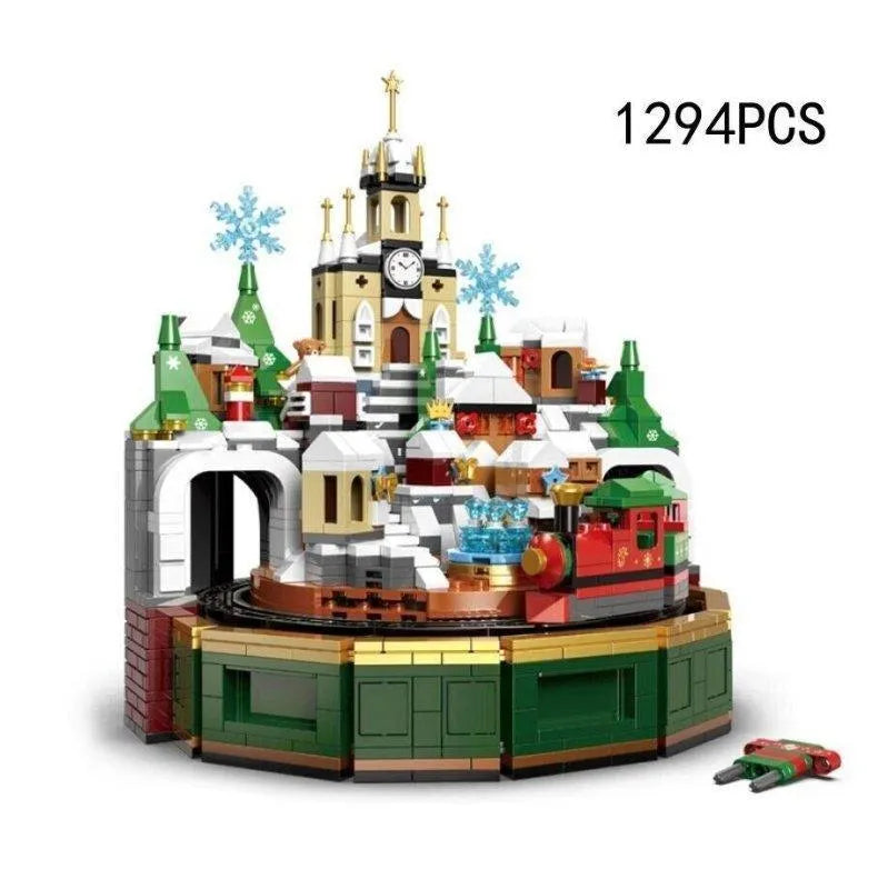 Building Blocks MOC Expert Snow Christmas Castle Music Box Bricks Toys - 3