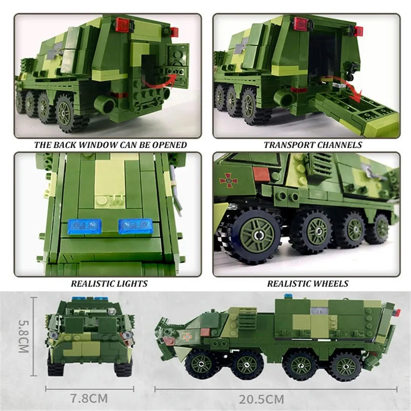 Building Blocks MOC Military Armored Medical Off - Road Car Bricks Toys - 3
