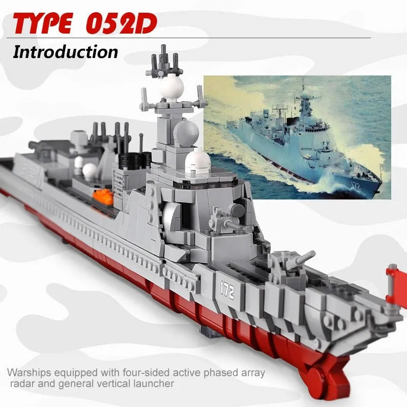 Building Blocks MOC Military Guided Missiles Destroyer Warship Bricks Toys - 5