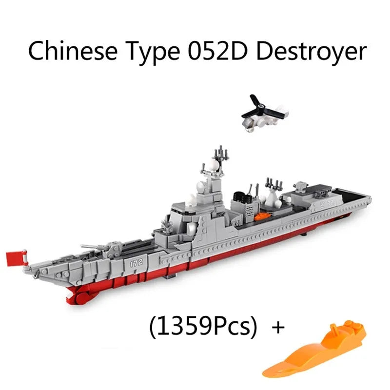 Building Blocks MOC Military Guided Missiles Destroyer Warship Bricks Toys - 8