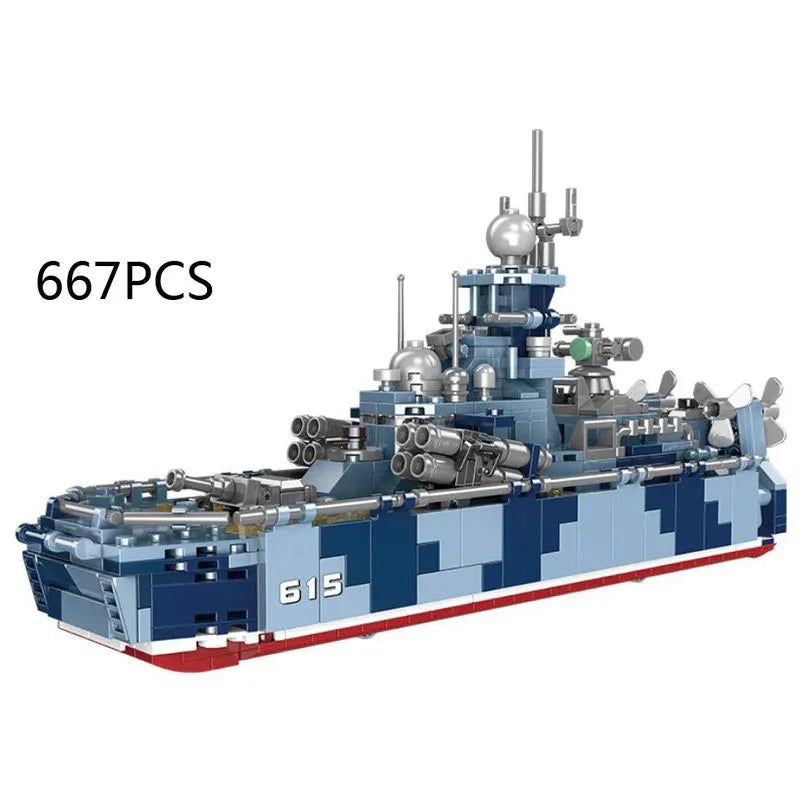 Building Blocks MOC Military WW2 Bora Missiles Gunboat Vessel Bricks Toys Construction Set Toys - 7