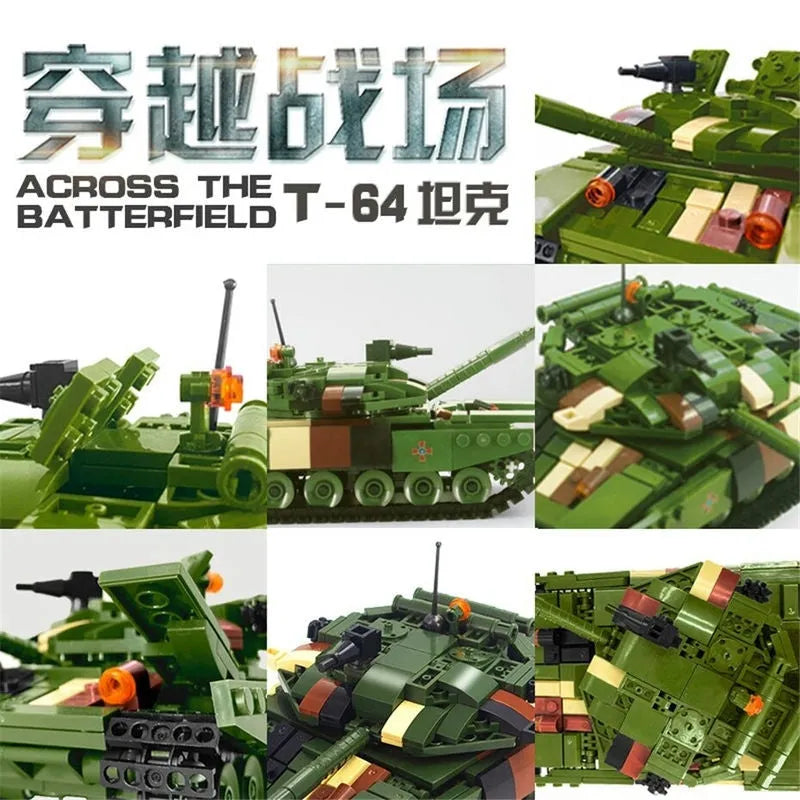 Building Blocks MOC Military WW2 T64 Main Battle Tank Bricks Toys - 5