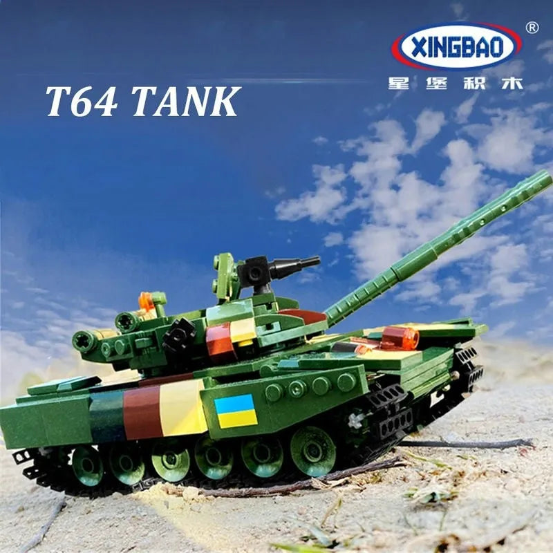 Building Blocks MOC Military WW2 T64 Main Battle Tank Bricks Toys - 3