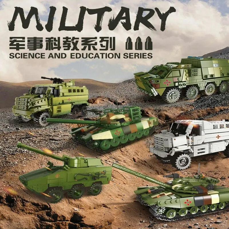 Building Blocks MOC Military WW2 T64 Main Battle Tank Bricks Toys - 2