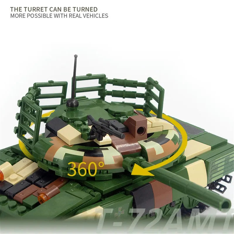 Building Blocks MOC Military WW2 T72 Main Battle Tank Bricks Kids Toys Construction Set Toys - 3