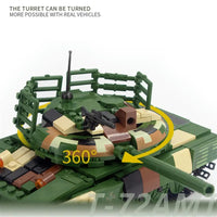 Thumbnail for Building Blocks MOC Military WW2 T72 Main Battle Tank Bricks Kids Toys Construction Set Toys - 3