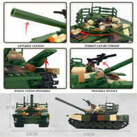 Thumbnail for Building Blocks MOC Military WW2 T72 Main Battle Tank Bricks Kids Toys - 6