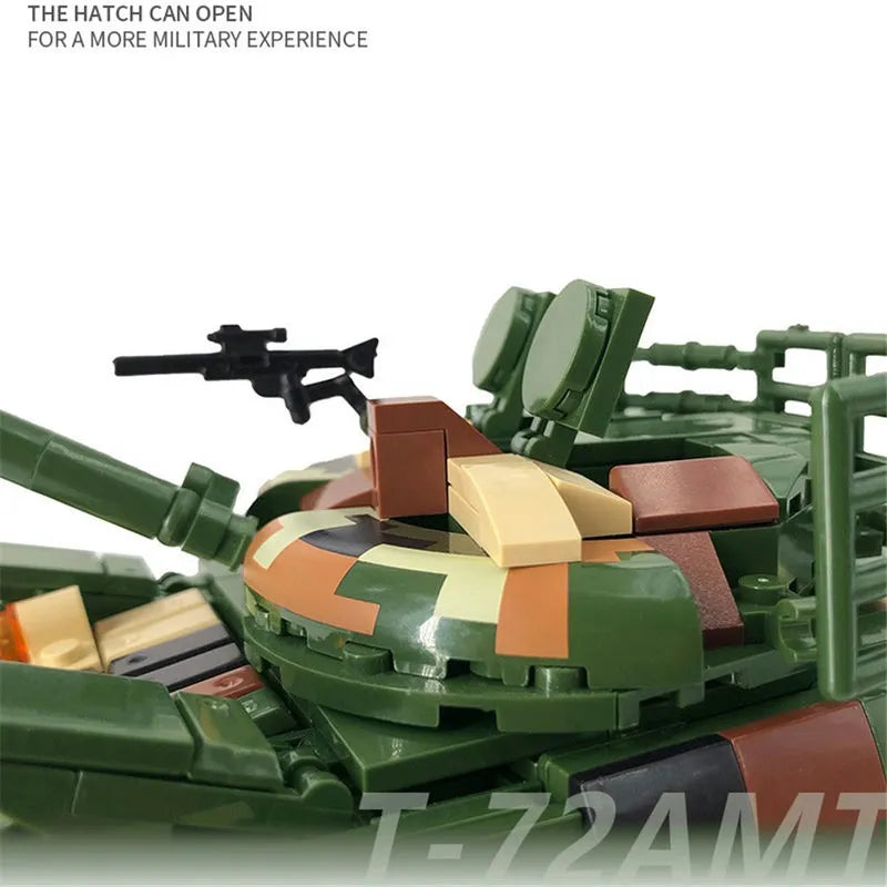 Building Blocks MOC Military WW2 T72 Main Battle Tank Bricks Kids Toys - 4
