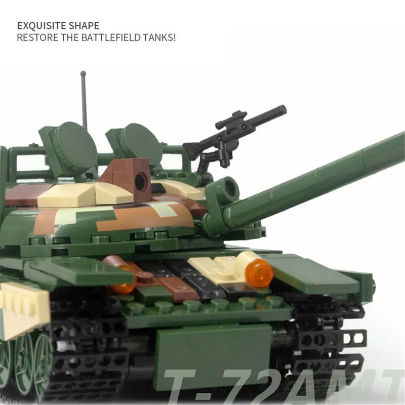Building Blocks MOC Military WW2 T72 Main Battle Tank Bricks Kids Toys - 5