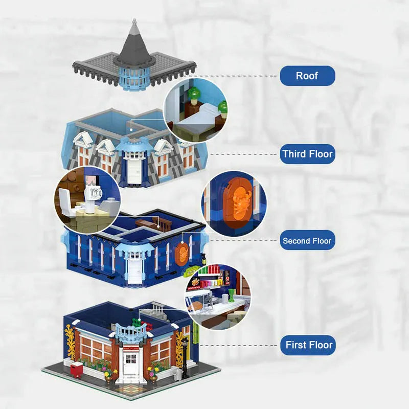 Usa Blocks MOC Street City Europa Dining Room Building Blocks Set