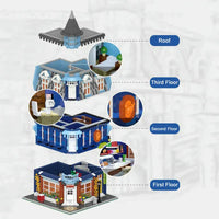 Thumbnail for Building Blocks MOC Street City Expert Europa Dining Room Bricks Toys - 4