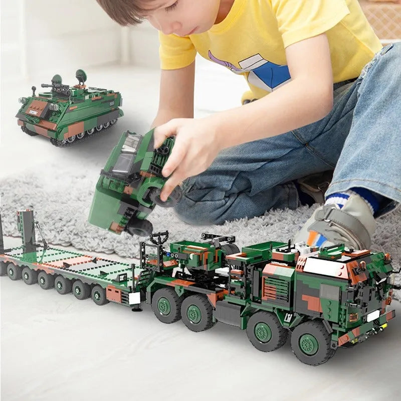 Building Blocks MOC WW2 Military Tank Transporter Vehicle Bricks Toys - 5
