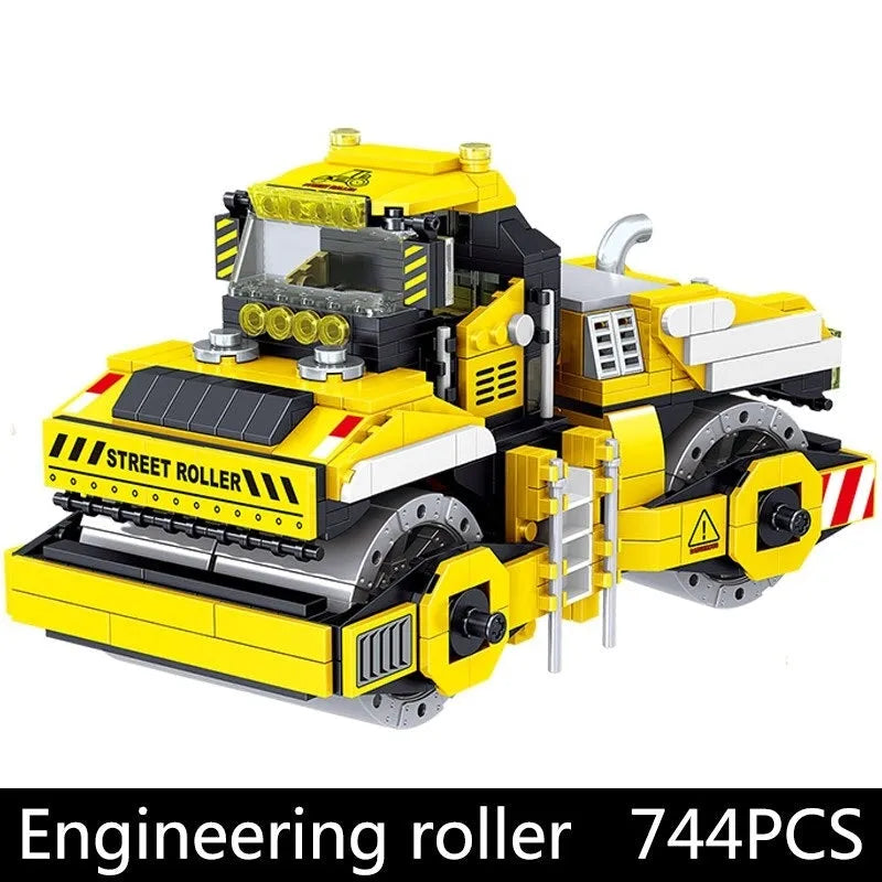 Building Blocks City Mini Road Roller Truck Technic Bricks Kids Toys - 1