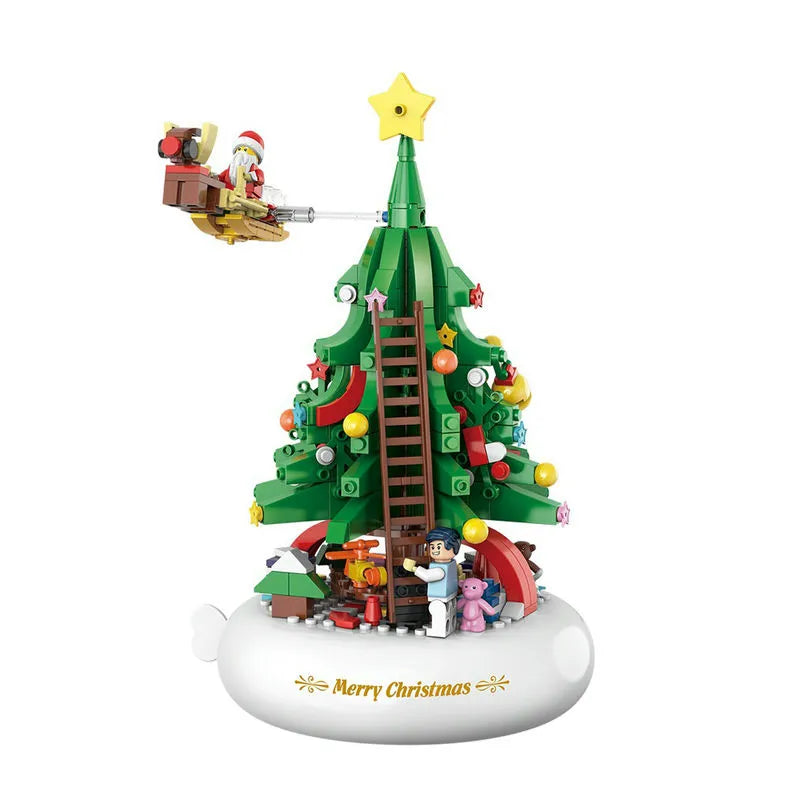 Building Blocks Creative MOC Ideas Light Christmas Tree Music Box Bricks Toys - 1