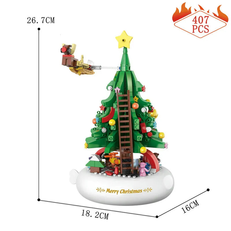 Building Blocks Creative MOC Ideas Light Christmas Tree Music Box Bricks Toys - 6