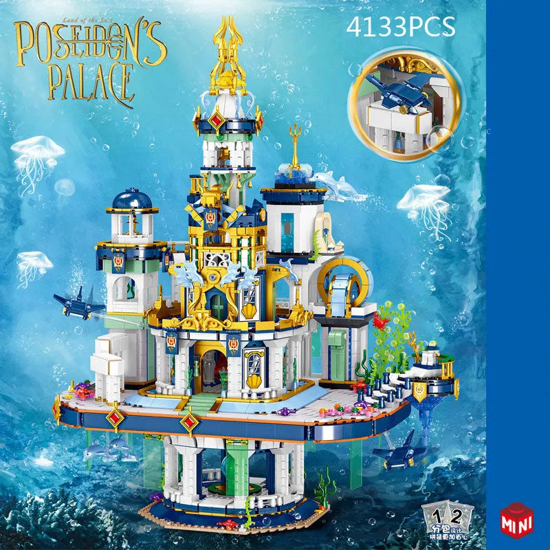Building Blocks Creative MOC Poseidon Palace Underwater City MINI Bricks Toy - 13
