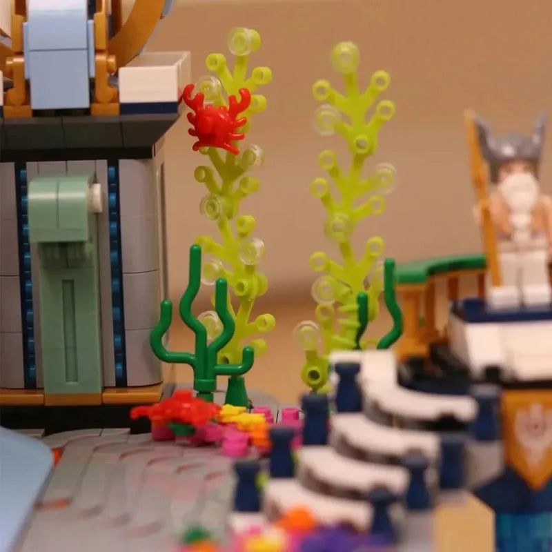 Building Blocks Creative MOC Poseidon Palace Underwater City MINI Bricks Toy - 7