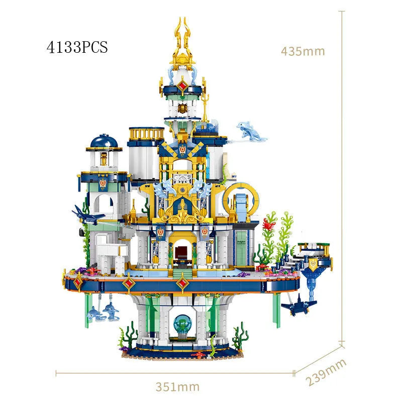 Building Blocks Creative MOC Poseidon Palace Underwater City MINI Bricks Toy - 12