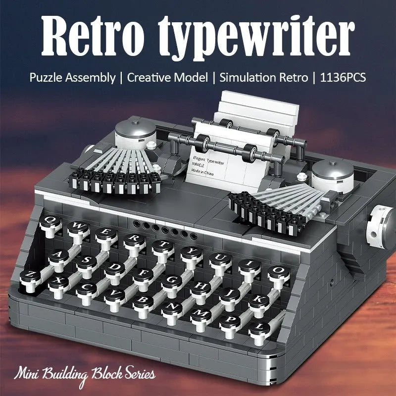 Building Blocks Creative MOC Retro Typewriter MINI Bricks Toys 00940 - 2