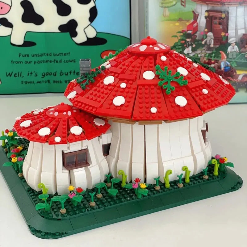 Building Blocks Creator Expert MOC Mushroom House MINI Bricks Toys - 7