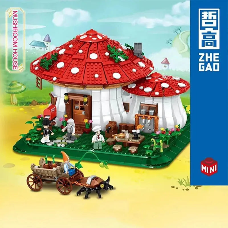 Building Blocks Creator Expert MOC Mushroom House MINI Bricks Toys - 2